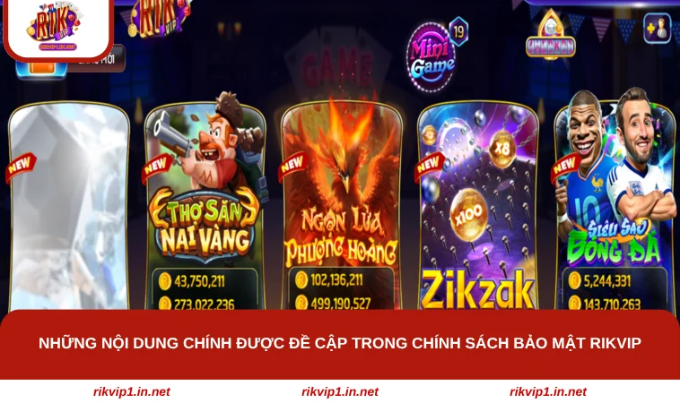 Những nội dung chính được đề cập trong chính sách bảo mật RIKVIP