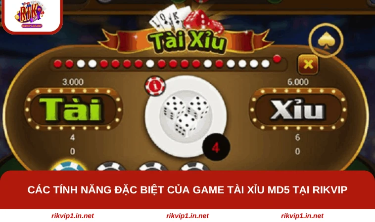 Các tính năng đặc biệt của game tài xỉu MD5 tại RIKVIP